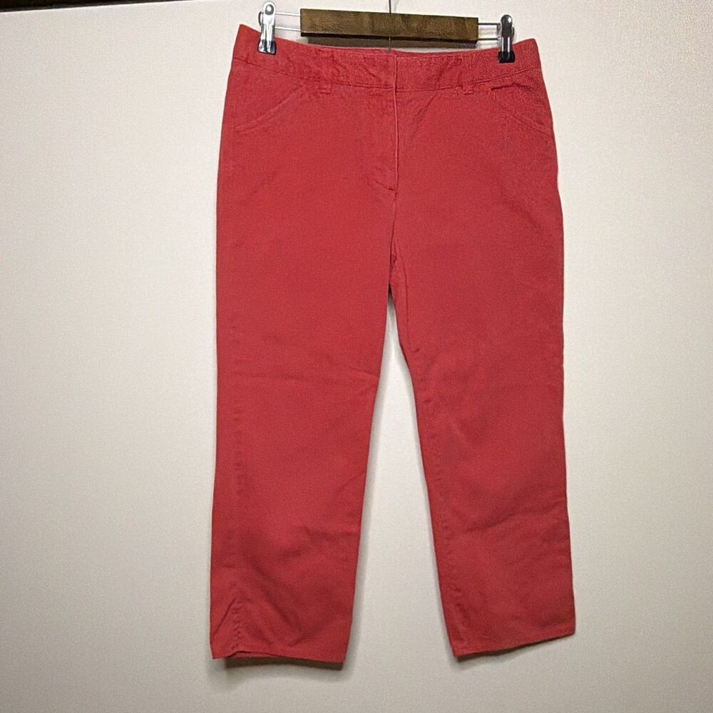 J.CREW Favorite Fit Chino Capri Straight Leg Pockets Cotton Red size 6